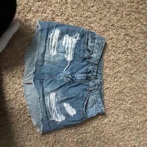 Ripped denim skirt